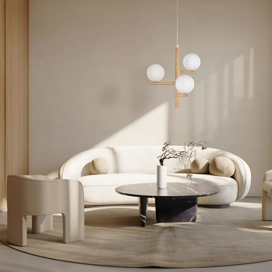 Lampadario di legno stile scandinavo